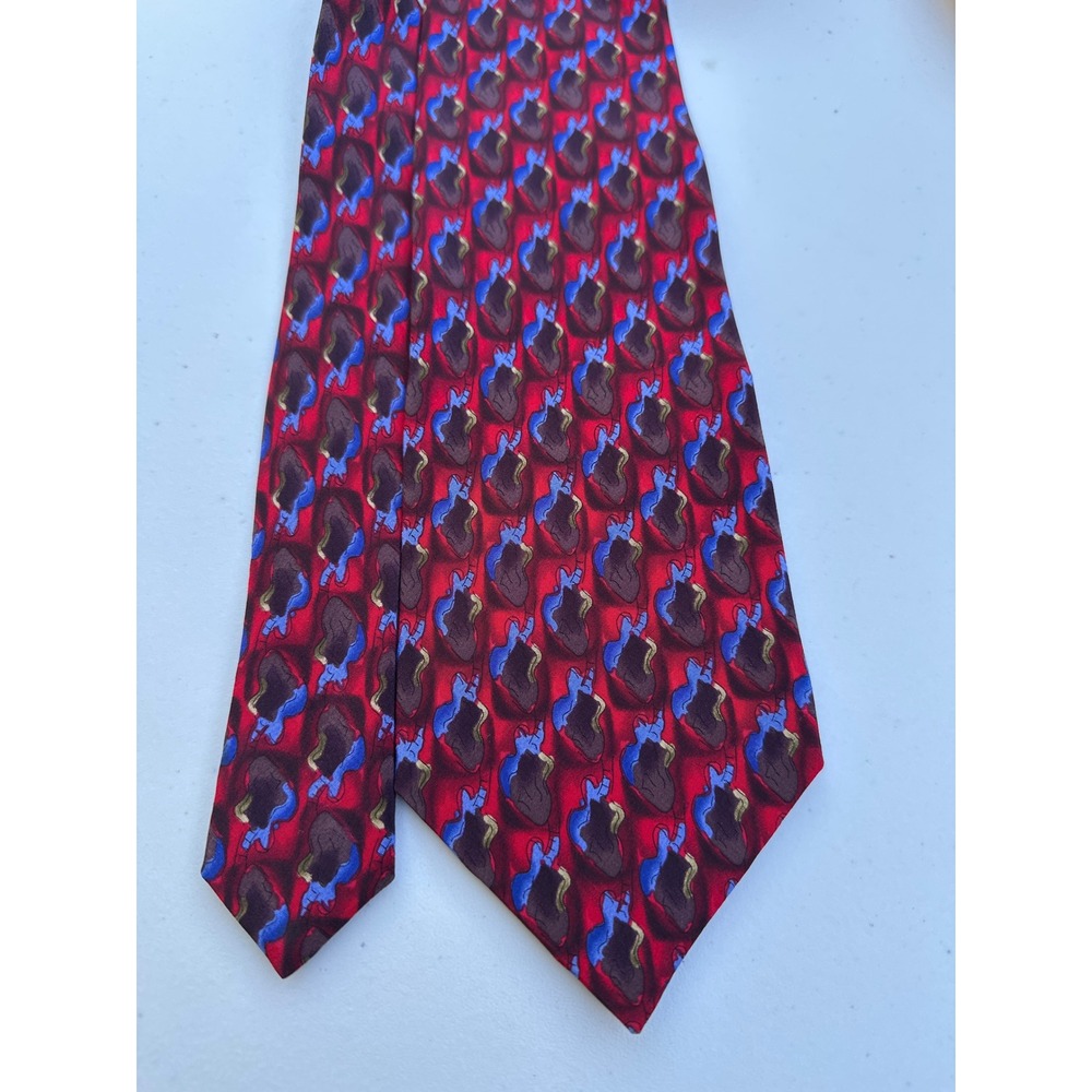 J. Garcia‎ Mens Red Blue Abstract Silk Necktie Jerry Garcia Art Collection 1996.